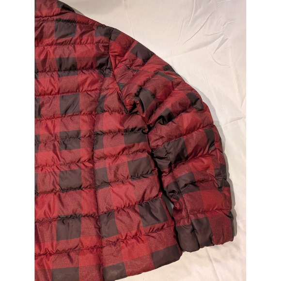 Eddie Bauer Womens Red Black Buffalo Plaid Down Puffer Jacket XL Full Zip - Picture 9 of 10
